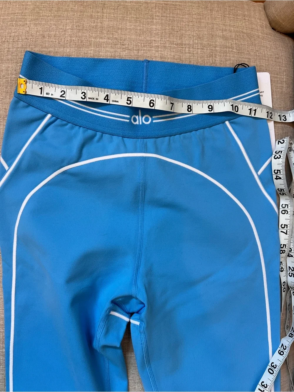 ALO Azure Airbrush High-Waist Heart Throb Legging NWT!! Azure Blue & White